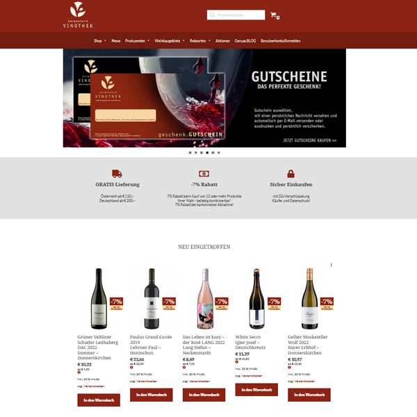 Referenz - burgenland VINOTHEK Webdesign SEO E-Commerce